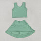 Round 2 Baby Girl Sleeveless Colorful Vest Tops Tennis Sports Skorts Yoga Clothes Set RTS