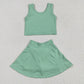 Round 2 Baby Girl Sleeveless Colorful Vest Tops Tennis Sports Skorts Yoga Clothes Set RTS