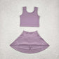 Round 2 Baby Girl Sleeveless Colorful Vest Tops Tennis Sports Skorts Yoga Clothes Set RTS