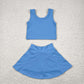 Round 2 Baby Girl Sleeveless Colorful Vest Tops Tennis Sports Skorts Yoga Clothes Set RTS