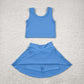 Round 2 Baby Girl Sleeveless Colorful Vest Tops Tennis Sports Skorts Yoga Clothes Set RTS