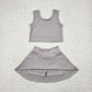 Round 2 Baby Girl Sleeveless Colorful Vest Tops Tennis Sports Skorts Yoga Clothes Set RTS