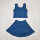 Round 2 Baby Girl Sleeveless Colorful Vest Tops Tennis Sports Skorts Yoga Clothes Set RTS