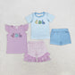 Baby Boy Girl Embroidery Dinosaurs  Shirt Shorts Sibling Clothes Set RTS