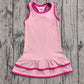 Baby Girl Sleeveless Yoga Active Pink Ruffle Knee Length Dress RTS