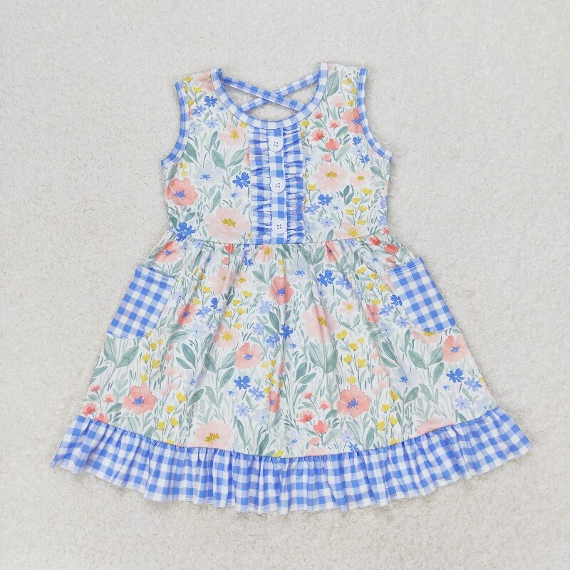 Baby Girl Flower Sleeveless Sibling Romper Dress Jumpsuit Set