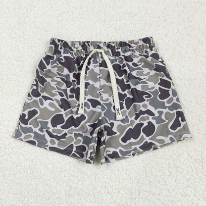 Baby Boy Girl Adult Dark Grey Camo Sibling Family Trunks Swimsuit RTS