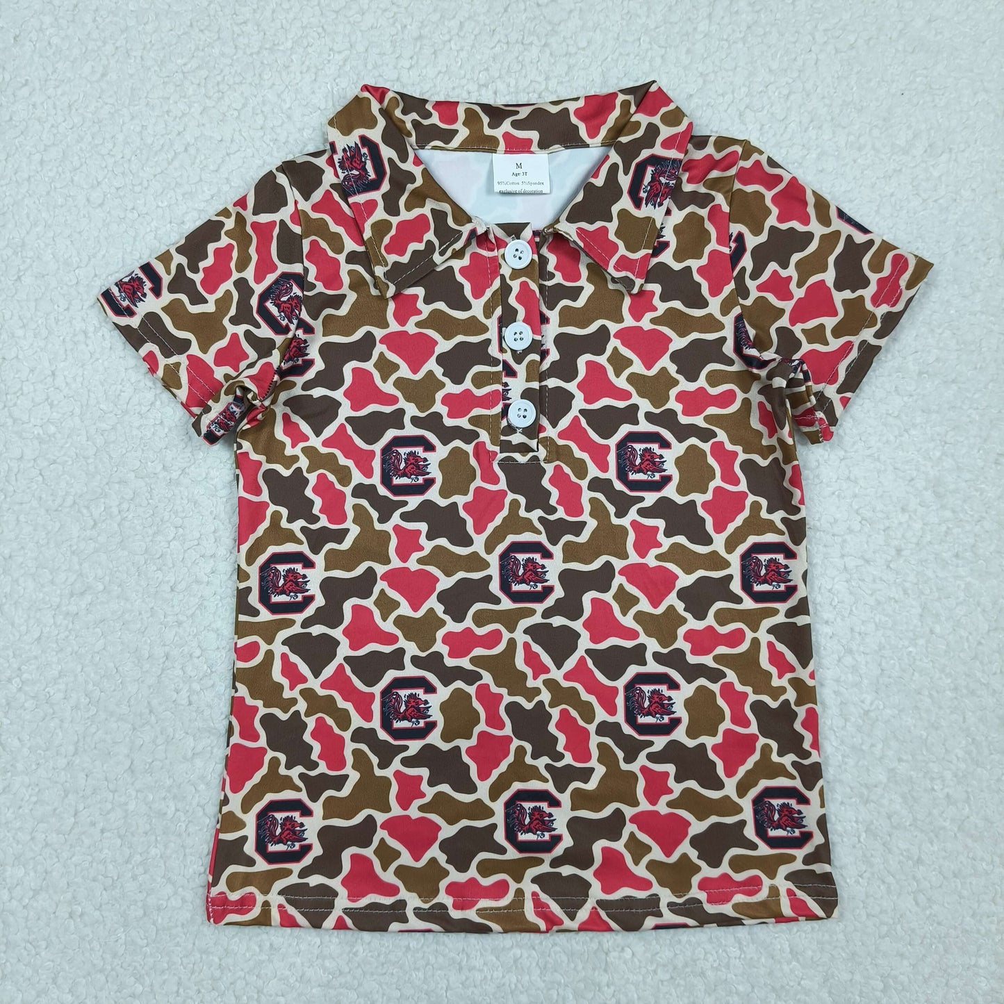 Baby Boys Kids Short Sleeves Camo Print Team Buttons Shirt Tops RTS