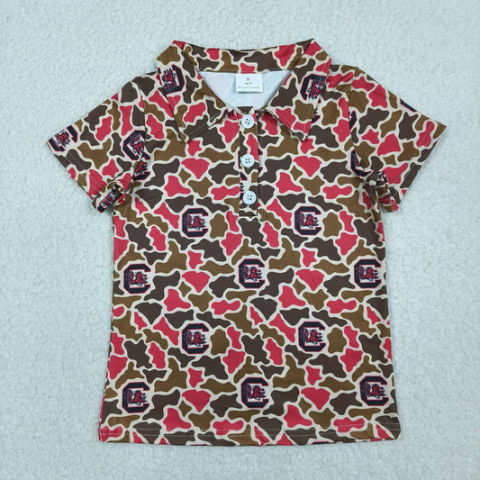 Baby Boys Kids Short Sleeves Camo Print Team Buttons Shirt Tops RTS