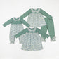 Baby Girl Toddler Green Long Sleeves Flower Sibling Ruffle Romper Dress Set RTS