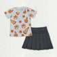 Sibling Baby Girls 4 colors Cheer Top Yoga Pleated Skirts Team Clothes Sets