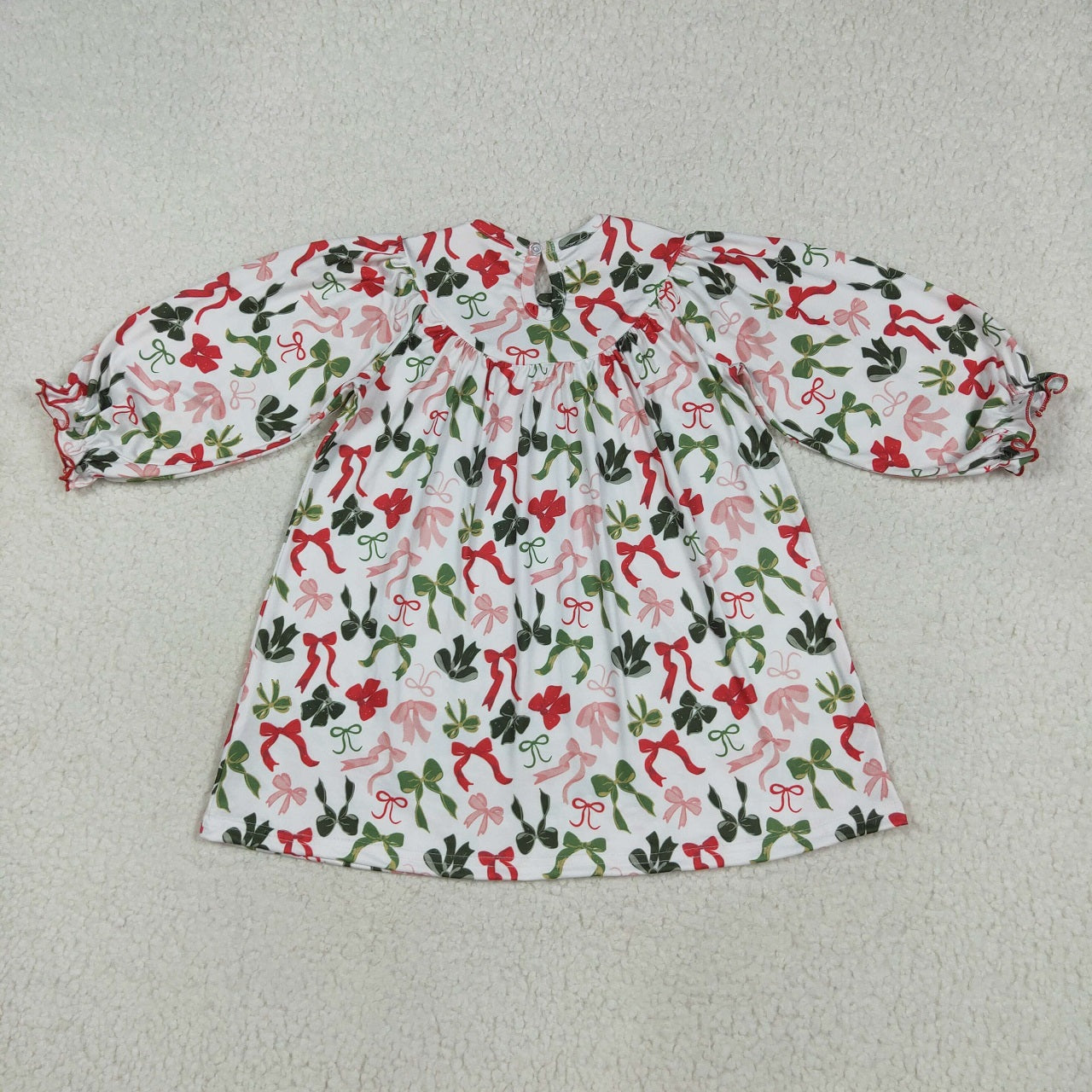 Baby Girl Long Sleeves Embroidery Merry Christmas Bows Sibling Smocked Romper Dress RTS