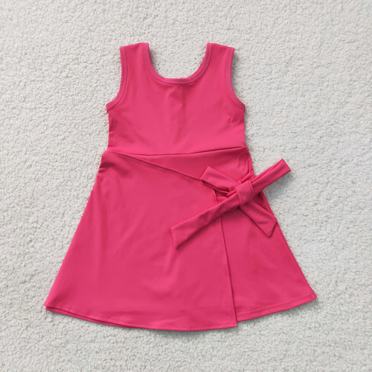 Baby Girls Sleeveless Pink Bow Shorts Knee Length Yoga Active Dress RTS