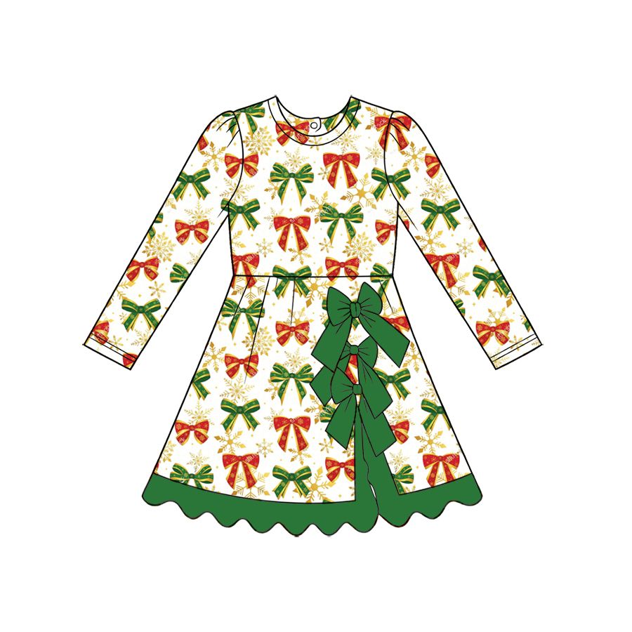 ( Moq 5 ) Preorder Baby Girls Kids Bows Christmas Shorts Scallop Dress Yoga Active Clothes