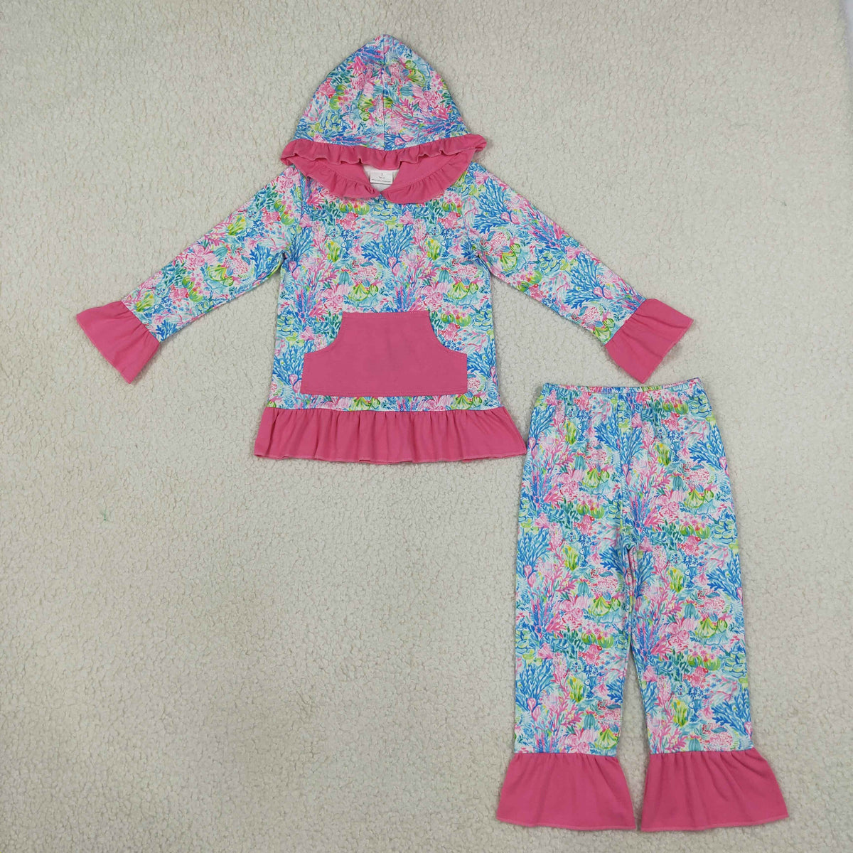 Baby Girls Kids Long Sleeves Flower Pocket Hoodie Pullover Pants Set Clothes RTS