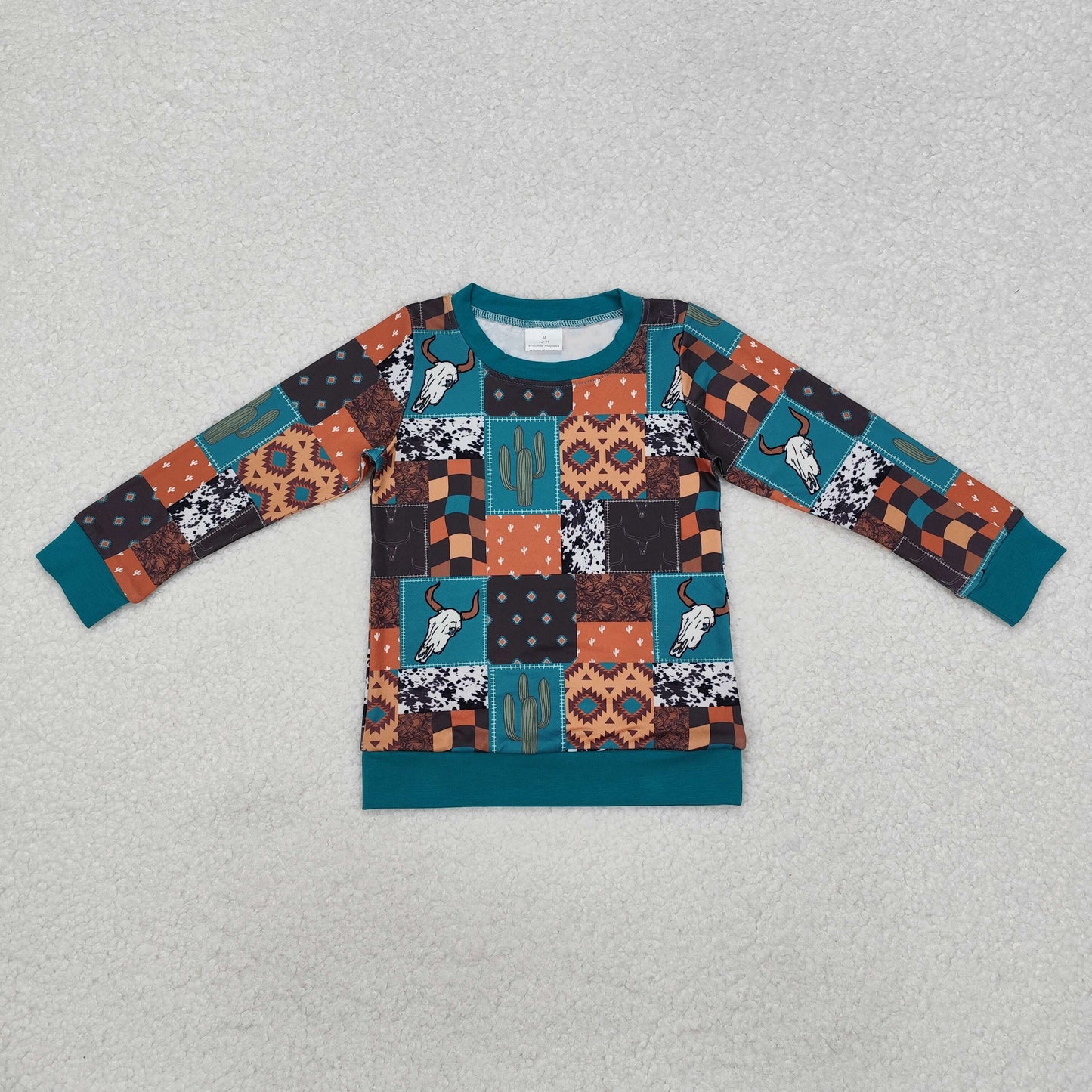 Baby Boy Long Sleeves Western Cactus Cow Shirt Tops