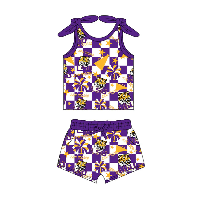 ( Moq 5 each style ) Baby Girl Toddler Cheer Sibling Tiger Team Romper Dress Set 7.16