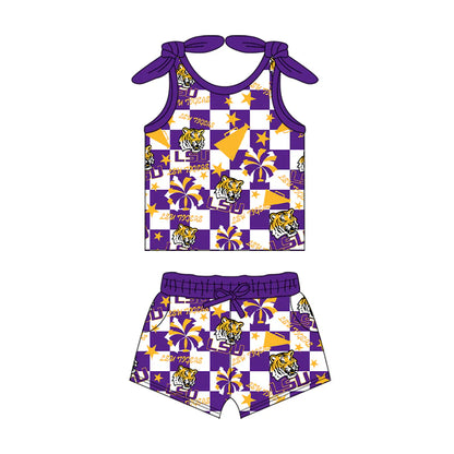 ( Moq 5 each style ) Baby Girl Toddler Cheer Sibling Tiger Team Romper Dress Set 7.16