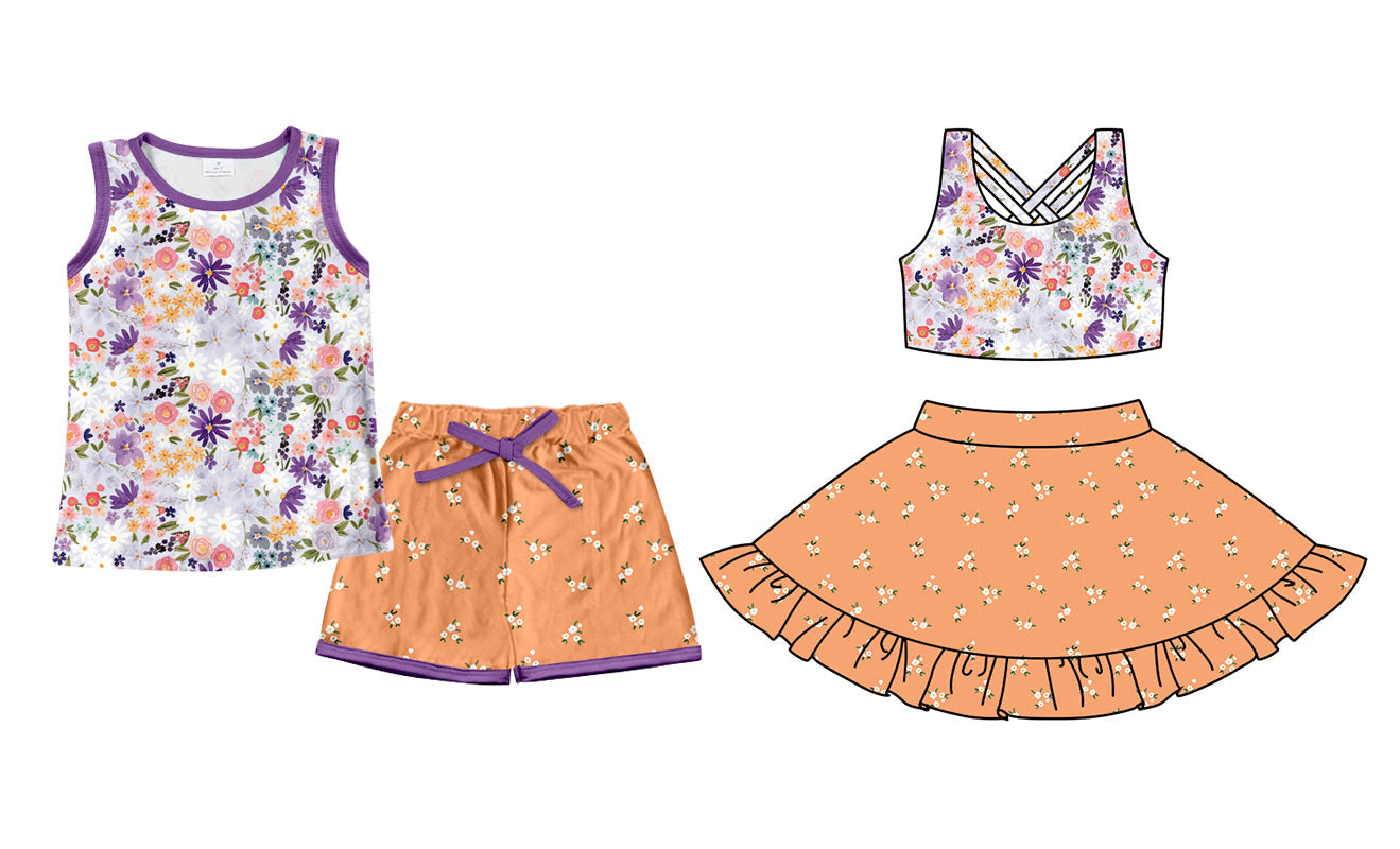 Baby Girl Sleeveless Flower Sibling Shorts Skirt Set ( Moq 5 Each Style ) 2.27
