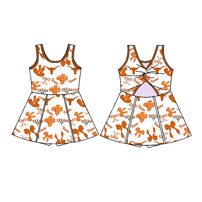 ( Moq 5 each style ) Baby Girl Team Texas Bows Sibling Dress Set 5.23