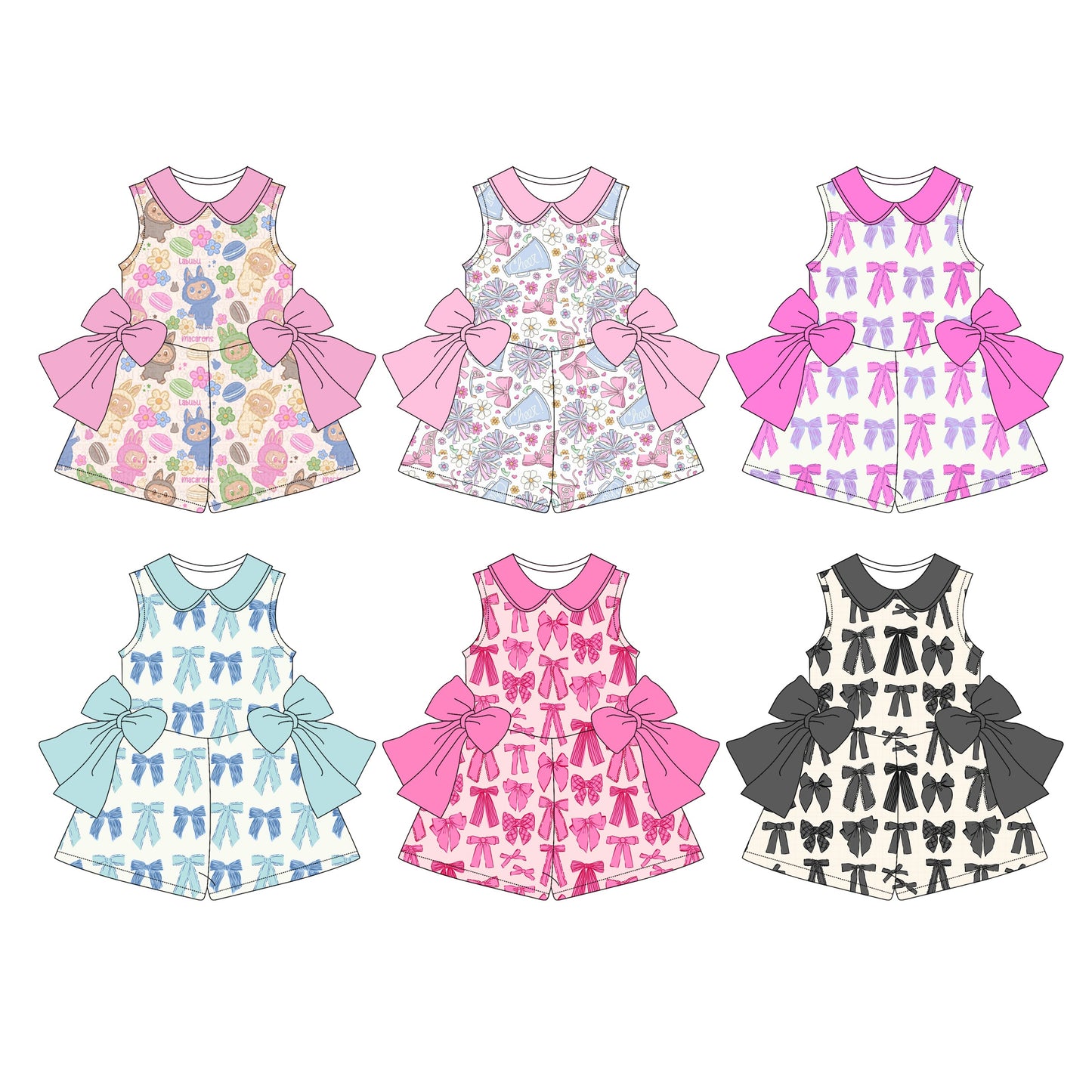 Baby Girl Sleeveless Bows Summer Sibling Jumpsuit ( Moq 5 Each Style ) 4.2