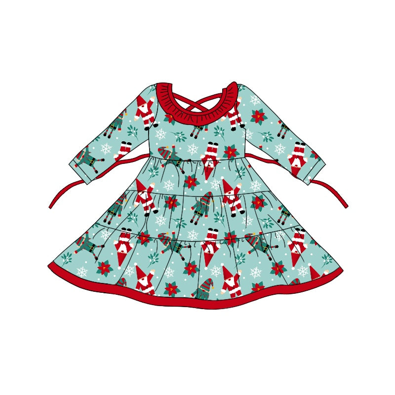 Baby Girl Christmas Santa Flower Green Dress