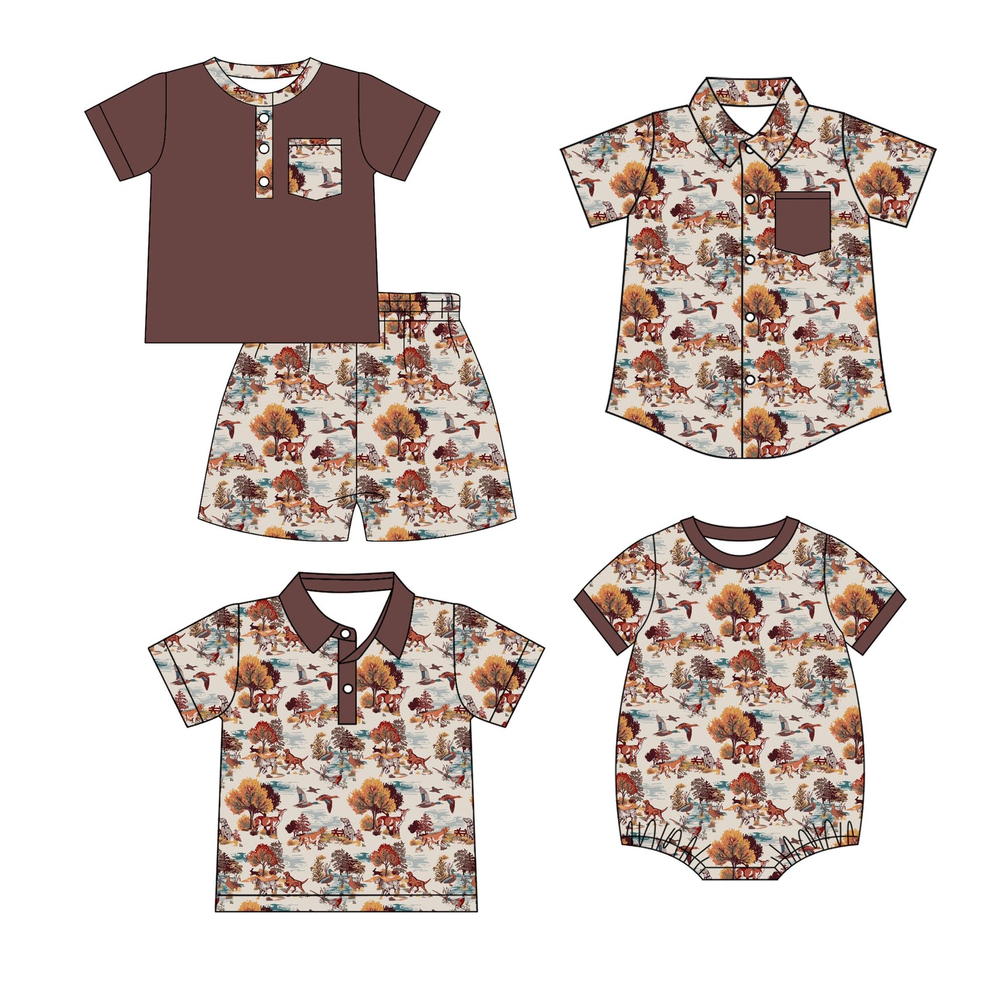 ( Moq 5 Each Style ) Sibling Baby Boys Toddler Shirt Sleeves Animals Shirts Set Romper Clothes