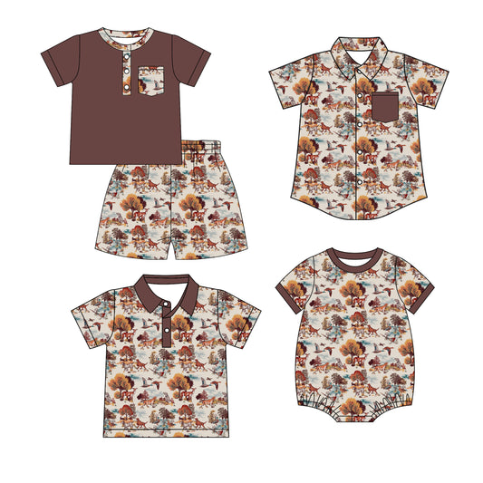 ( Moq 5 Each Style ) Sibling Baby Boys Toddler Shirt Sleeves Animals Shirts Set Romper Clothes
