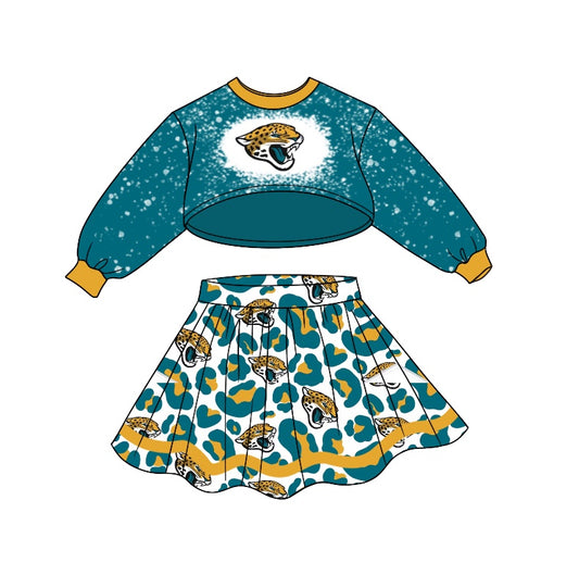 Baby Girl Long Sleeves Tops Leopard Skirt Team Kids Outfit Moq 5