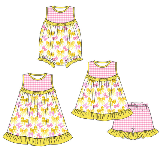 Baby Girl Bows Checked Sibling Romper Dress Set ( Moq 5 Each Style ) 1.24