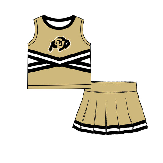 ( Moq 5 ) Baby Girls Kids Sleeveless Vest Skirt Shots Team Set Clothes