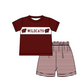 ( Moq 5 Each Style ) Baby Boys Girls Kids Short Sleeves Team Sibling Dark Red Romper Dress Set