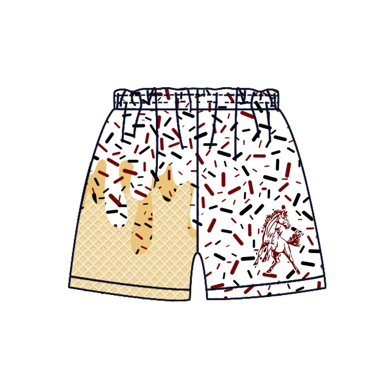 ( Moq 5 each style ) Baby Boy Team Sibling Horse Drip Shorts Shirt 7.22