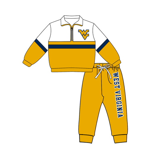 ( Moq 5 ) Baby Boys Toddler Long Sleeves Zipper Pullover Jogger Pants Team Clothes Set