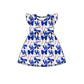 ( Moq 5 each style ) Baby Girl Toddler UK Team Bows Baseball Blue Sibling Romper Dress Set 6.13