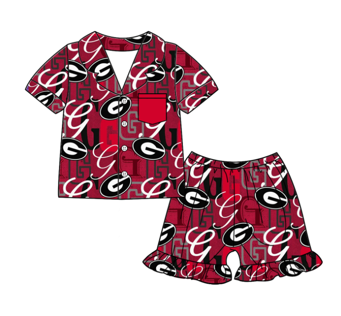 ( Moq 5 each style ) Baby Boy Girl Short Sleeves Team G Sibling Dress Shirt Set 5.6