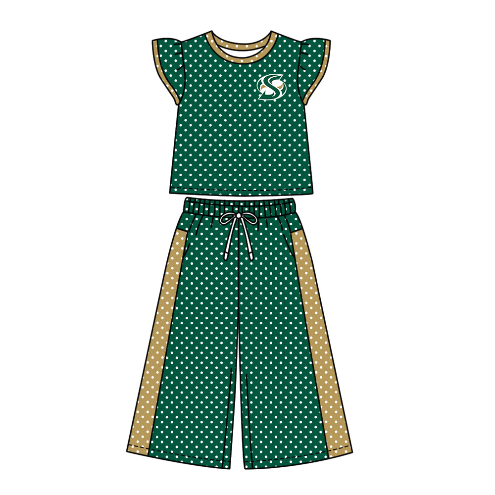 ( Moq 5 ) Baby Girls Kids Short Sleeves Shirt Pants Team Set Clothes