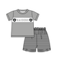 ( Moq 5 ) Baby Boys Toddler Short Sleeves Grey Shirt Stripes Shorts Team Summer Set