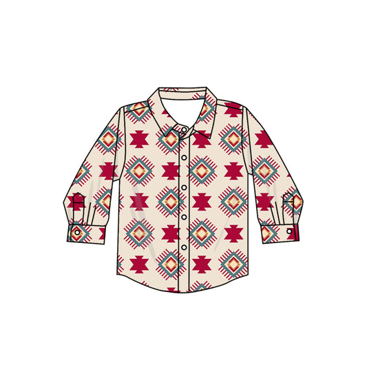 Baby Boy Long Sleeves Aztec Western Buttons Shirt