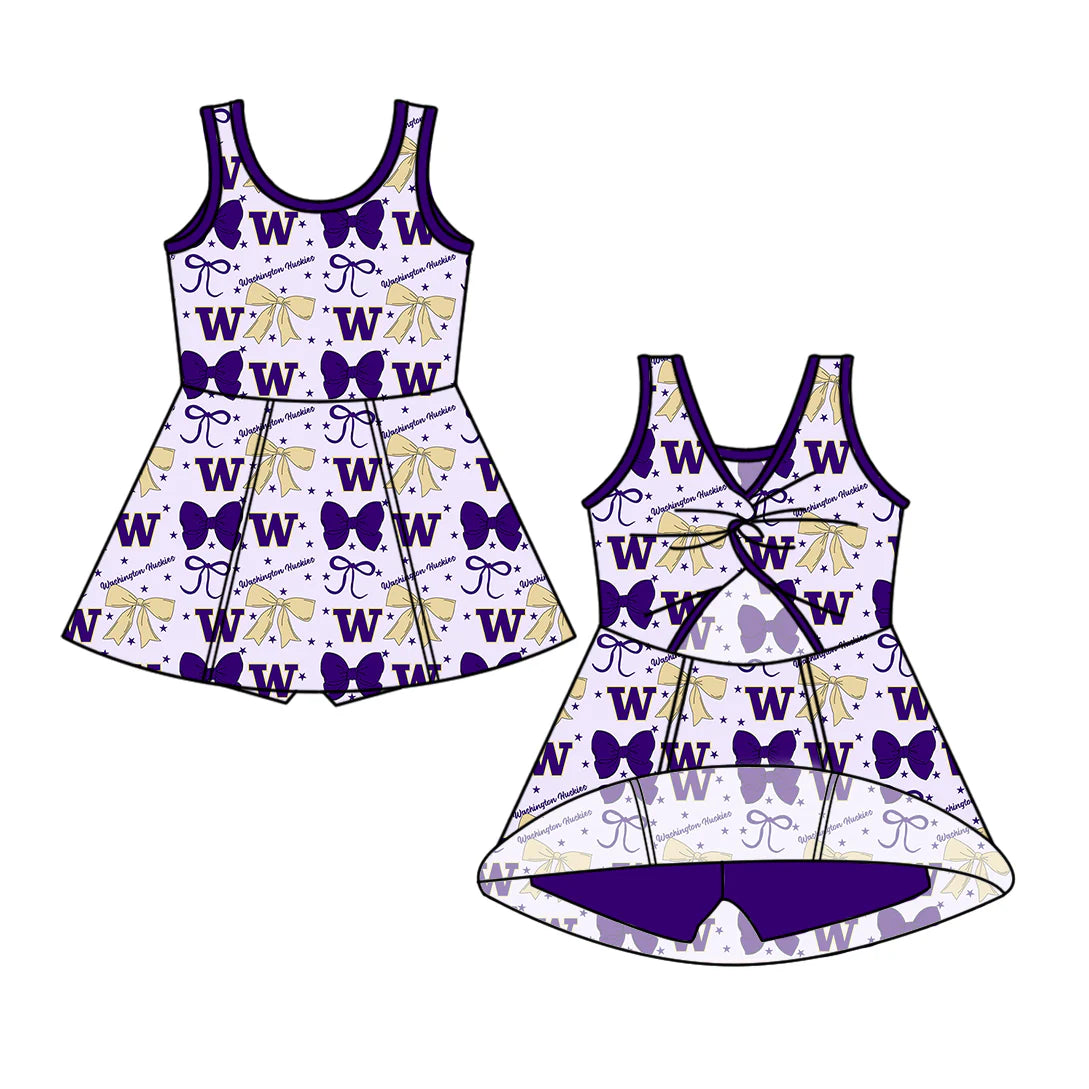 ( Moq 5 each style ) Baby Girl Toddler W Team Bows Sibling Dress Set 6.25