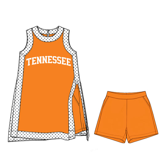 ( Moq 5 ) Baby Girls Kids Sleeveless Team Tops Shorts Team Set Clothes