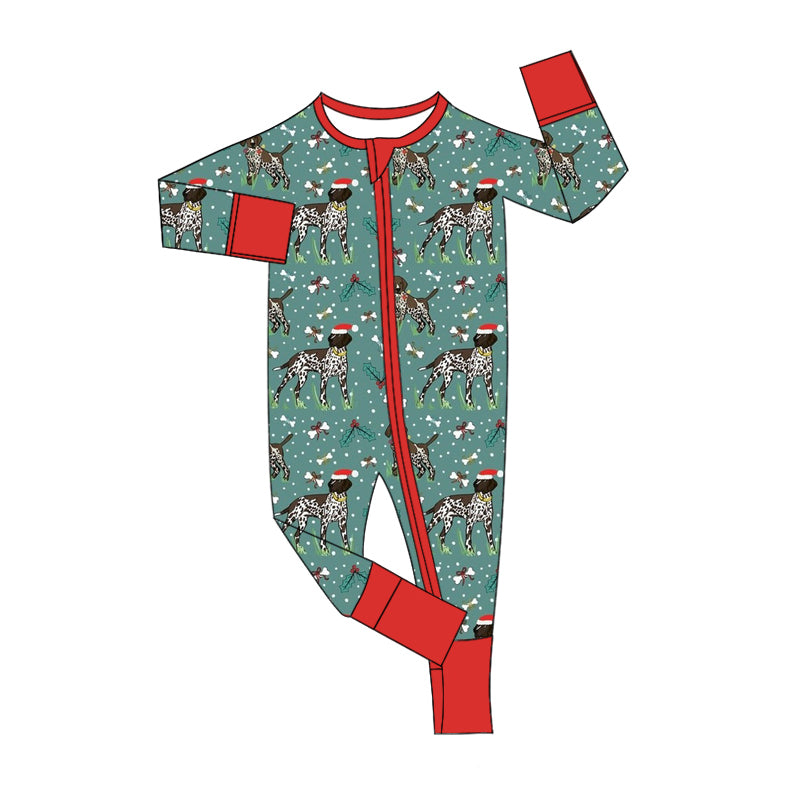 Baby Boy Long Sleeves Christmas Dogs Zipper Romper