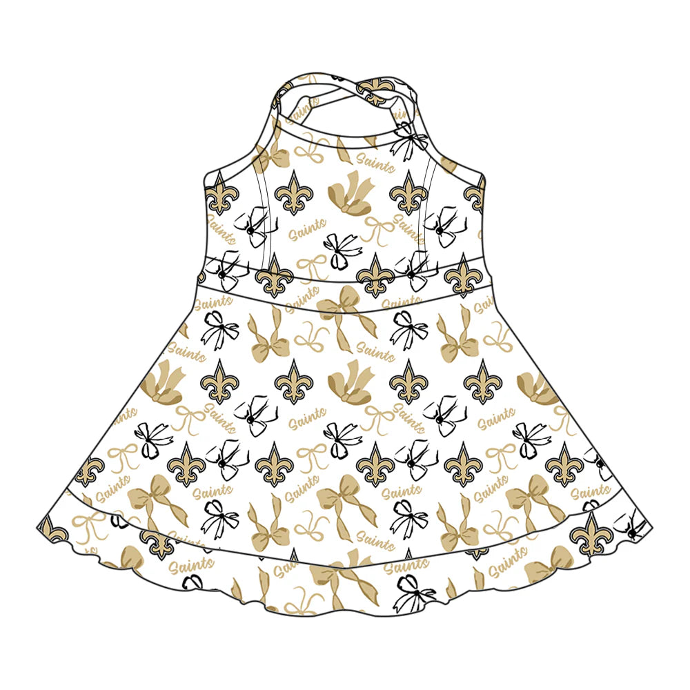 ( Moq 5 each style ) Baby Girl Toddler Team Bows Sibling Skort Dress Set 6.4