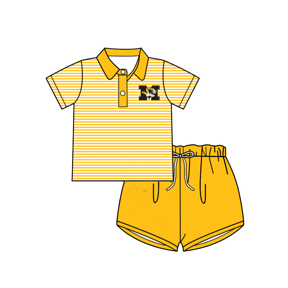( Moq 5 each style ) Baby Boy Girl Short Sleeves Team Tiger Sibling Dress Shirt Set 5.5