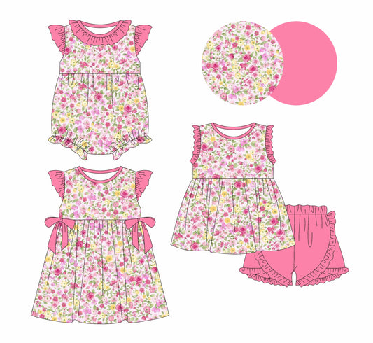 Baby Girl Pink Floral Sibling Romper Dress Set ( Moq 5 Each Style ) 1.3