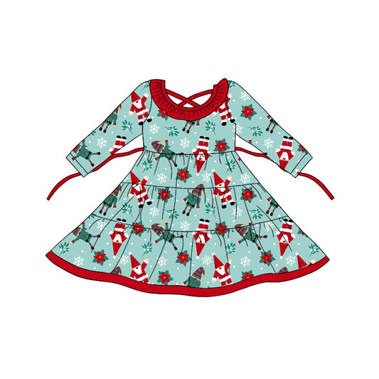 Baby Girl Christmas Santa Flower Green Dress