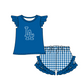 ( Moq 5 Each Style ) Baby Boys Girls Kids Blue Stripes Team Sibling Rompers Sets