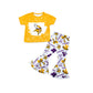 ( Moq 5 each style ) Baby Girl Toddler Team Yellow Purple Bows Sibling Green Dress Set 7.9