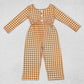 Baby Girl Long Sleeves Khaki Checked Tunic Pants Clothes Set