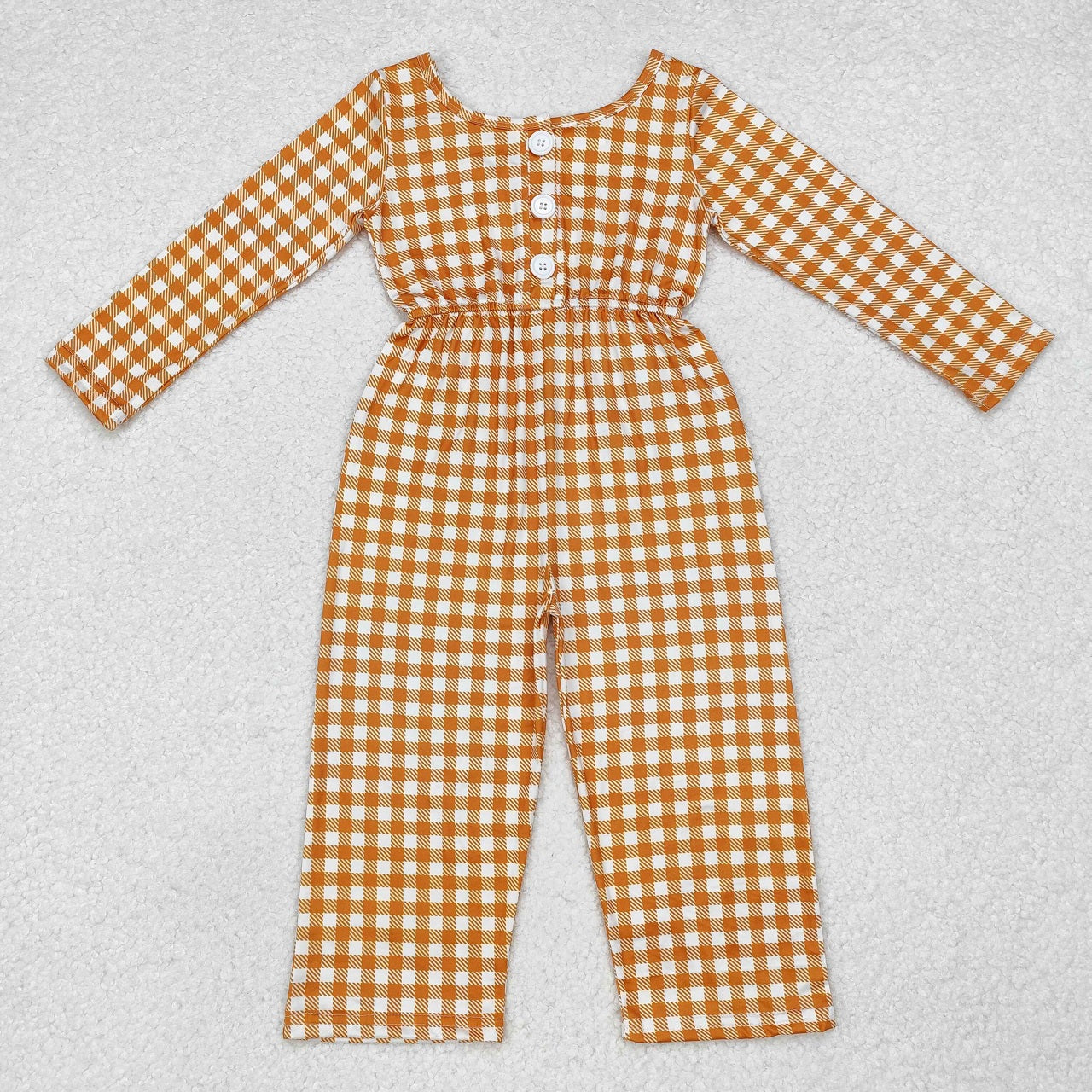 Baby Girl Long Sleeves Khaki Checked Tunic Pants Clothes Set